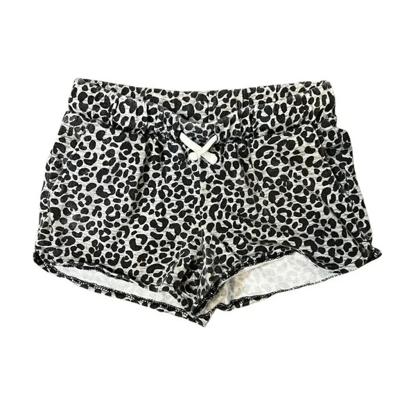 Old Navy Girls Knit Shorts Size Small 6-7 Leopard Print Black Gray Elastic Waist - Picture 1 of 3